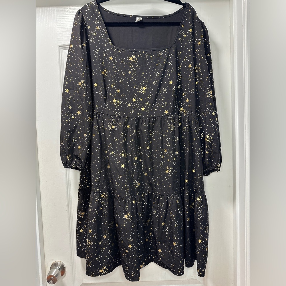 Gold Star Black Dress
